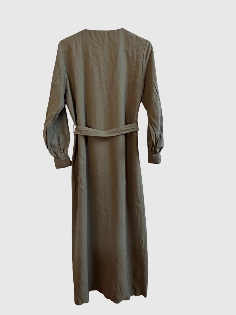 MNG khaki belted maxi shirt dress